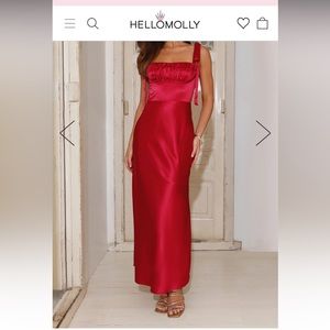 NWT Hello Molly DEFINE LUXURY SATIN MAXI DRESS RED never worn size Small in red